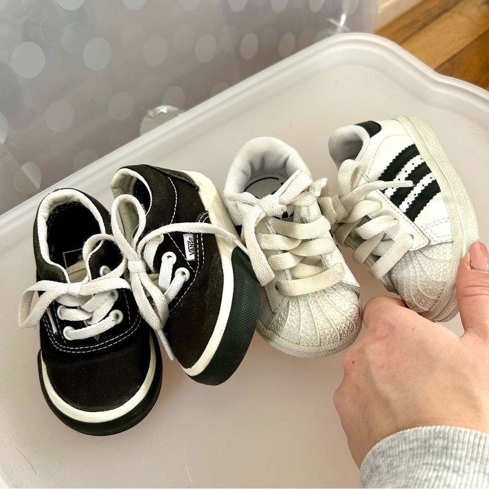 Adidas Superstar & Vans Old Skool Toddler Sneakers - Unisex 2pc Bundle Size 4 - Picture 3 of 13